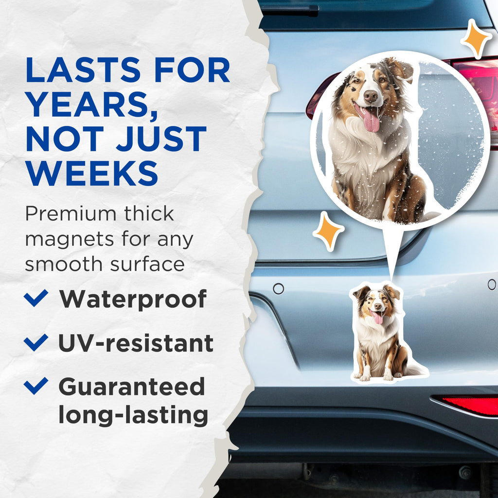 (2 Pack) Australian Shepherd Magnets - Dog Lover Decor - Pet Owner Present - 5 Inches On Longest Side - Thick Durable Magnet - Made in USA - MAG26185