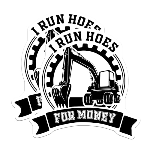 (2 Pack) I Run Hoes for Money Magnets Magnets - Funny Work Magnet - Construction Worker Humor Magnet - 5" On Longest Side - Made in USA - Sticks to Refrigerators & Metal Surfaces - MAG8904