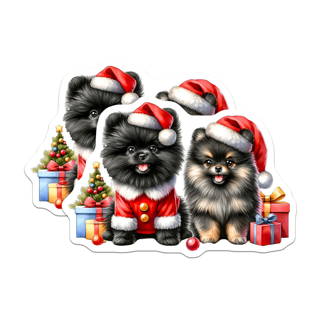 (2 Pack) Pomeranian Christmas Magnets - Cute Dog Holiday Decor - Festive Pet Fridge Art - 5 Inches On Longest Side - Thick Durable Magnet - Made in USA - MAG26916