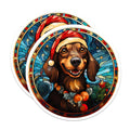 (2 Pack) Christmas Dachshund Magnets - Stained Glass Dog Art - Holiday Pet Owner Decor - 5 Inches On Longest Side - Thick Durable Magnet - Made in USA - MAG26069
