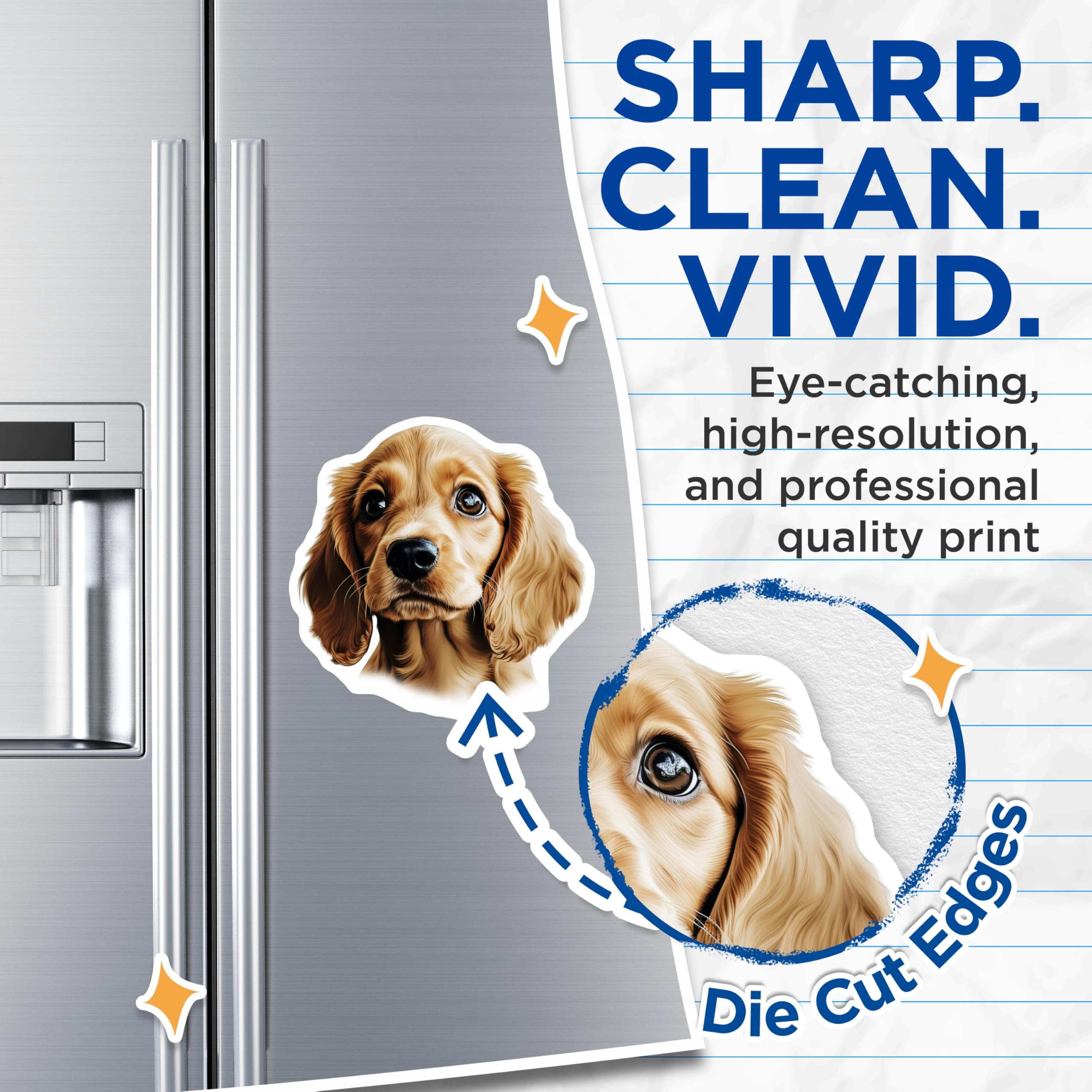 (2 Pack) Adorable Puppy Magnets - Cute Dog Art Magnet - Pet Lover Fridge Decor - Dog Mom Dad Present - 5 Inches On Longest Side - Thick Durable Magnet - Made in USA - MAG28323