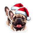 (2 Pack) French Bulldog Christmas Magnets - Santa Hat Dog Holiday Decor - Pet Lover Refrigerator Decor - 5 Inches On Longest Side - Thick Durable Magnet - Made in USA - MAG25384