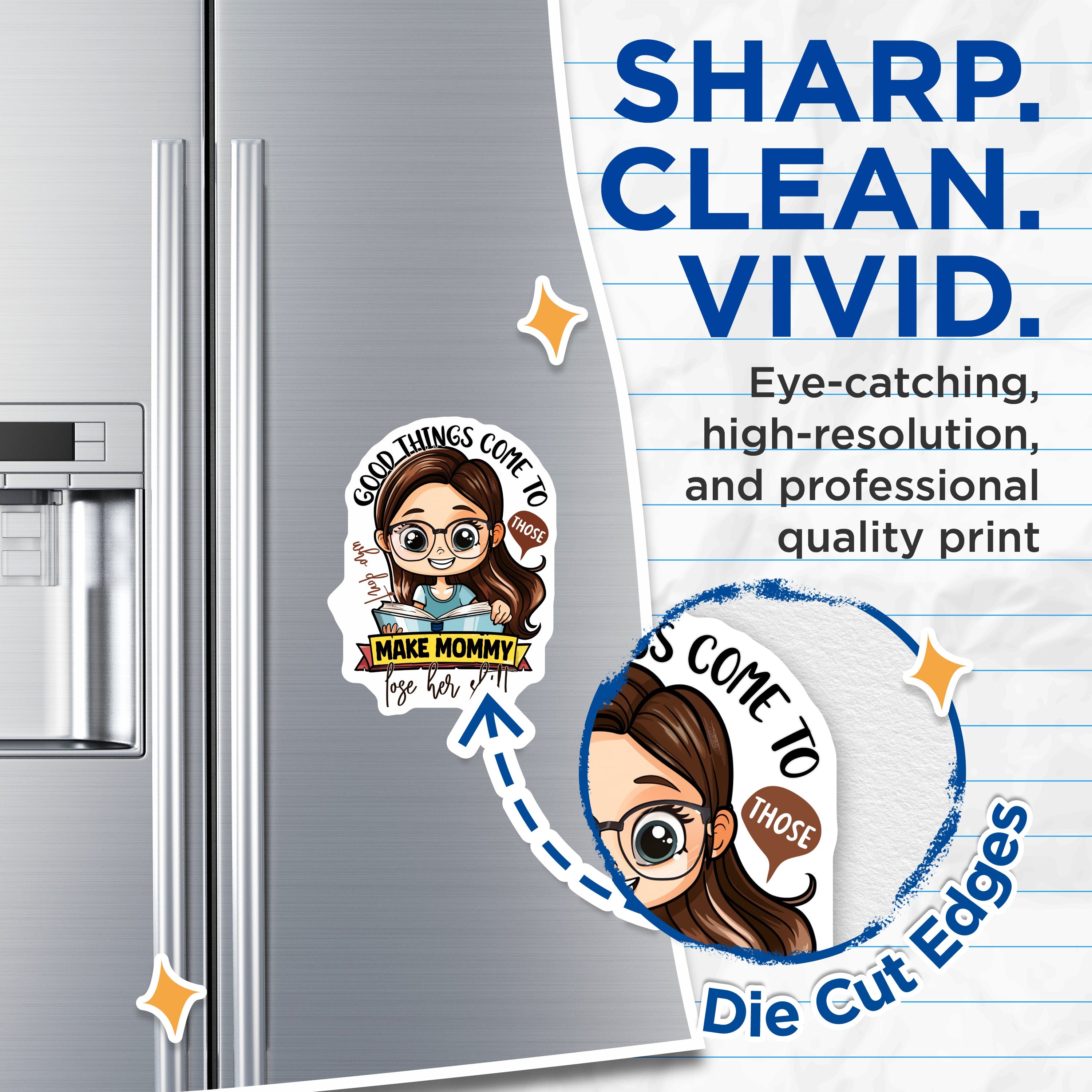 (2 Pack) Good Things Come to Mommy Magnets - Sarcastic Motherhood Humor - Funny Mom Life Decor - Relatable Parent Item - 5 Inches On Longest Side - Thick Durable Magnet - Made in USA - MAG38034