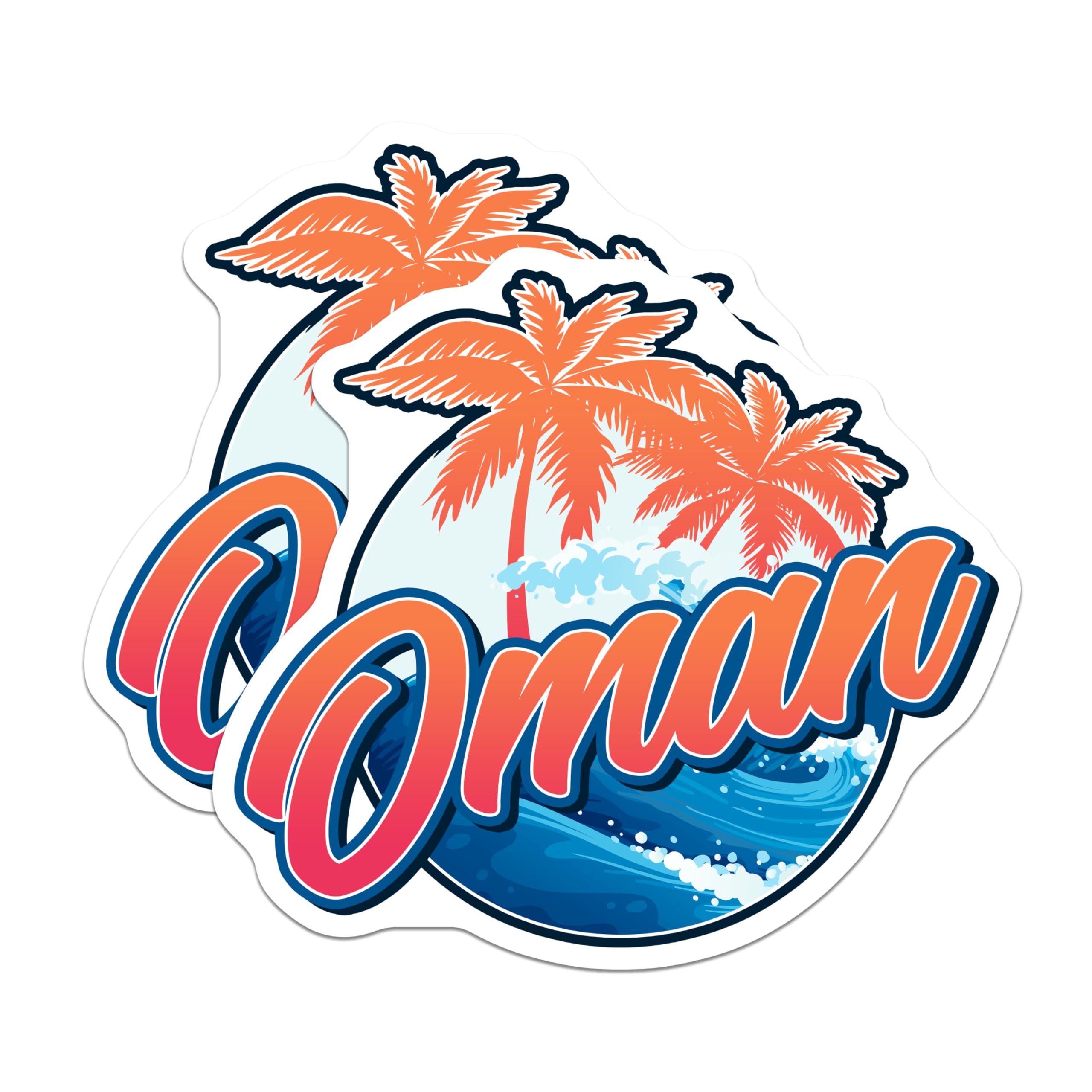 (2 Pack) Oman Travel Magnets - Palm Tree Souvenir - Fridge Decor - 5" On Longest Side - Premium Magnet - for Cars, Refrigerators, Toolboxes, Lockers - Made in USA - MAG17662