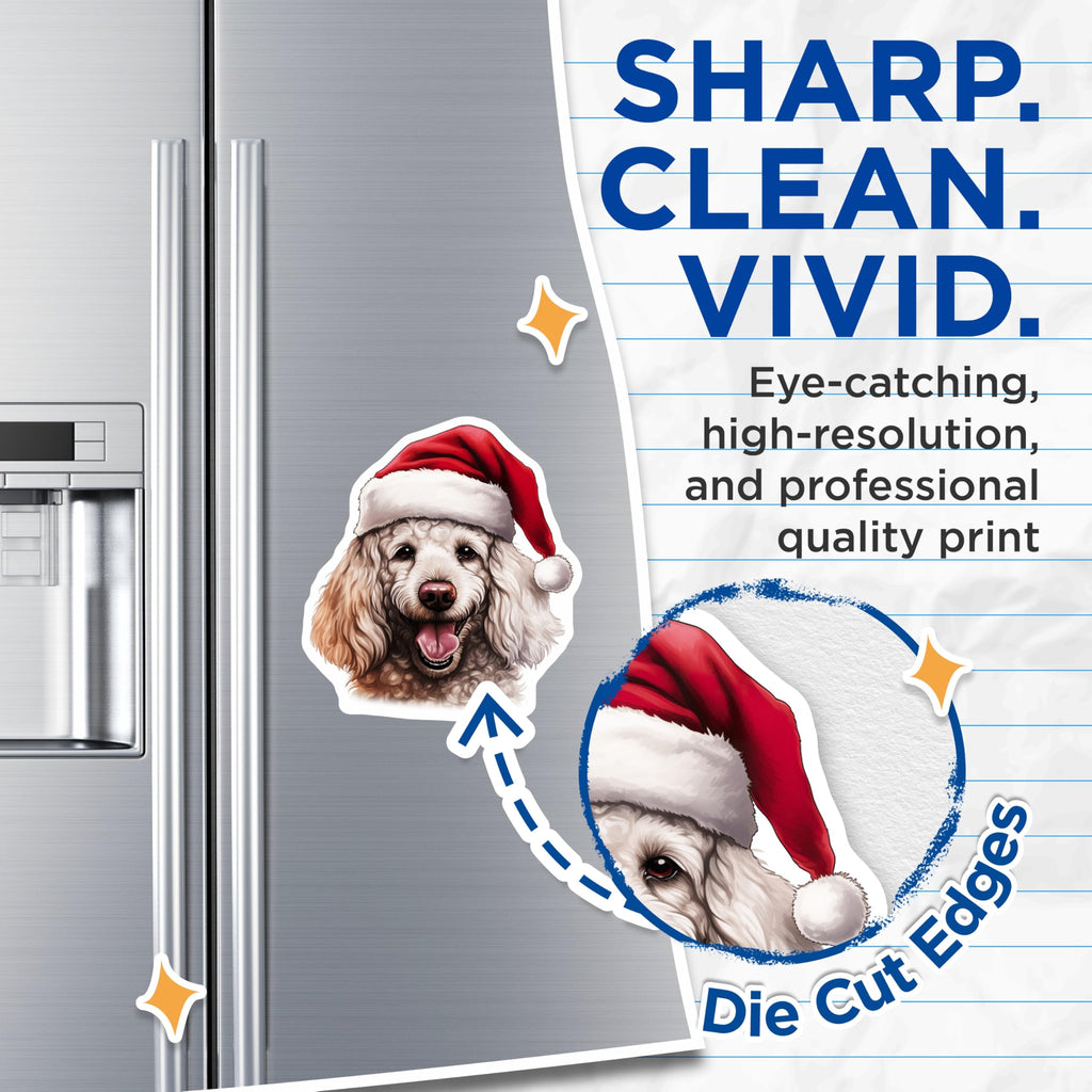 (2 Pack) Goldendoodle Santa Hat Magnets - Christmas Dog Holiday Decor - Dog Lover Present - 5 Inches On Longest Side - Thick Durable Magnet - Made in USA - MAG30168