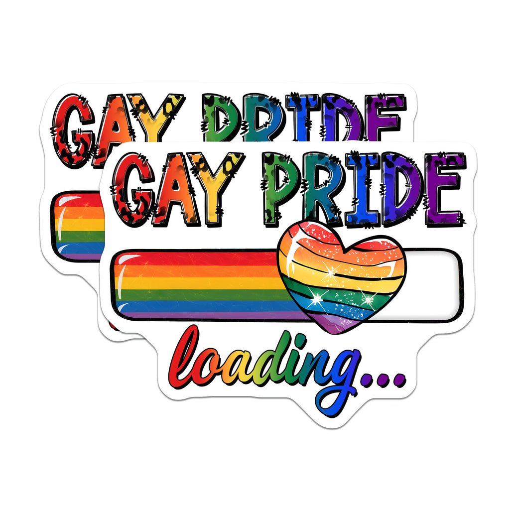 (2 Pack) Gay Pride Loading Magnets - Rainbow Heart LGBTQ+ Ally Queer Fridge Locker Decor - 5 Inches On Longest Side - Thick Durable Magnet - Made in USA - MAG38704
