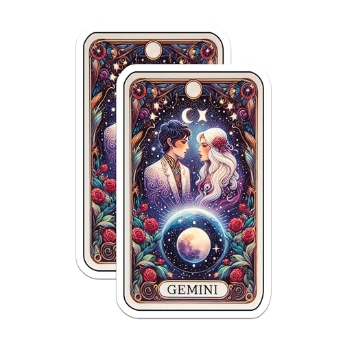 (2 Pack) Gemini Zodiac Stickers - Astrology Star Sign Decals - Horoscope Vinyl Stickers for Journals and Laptops - 5" On Longest Side - Sticks to Smooth Flat Surfaces - Made in USA - BMCS5049