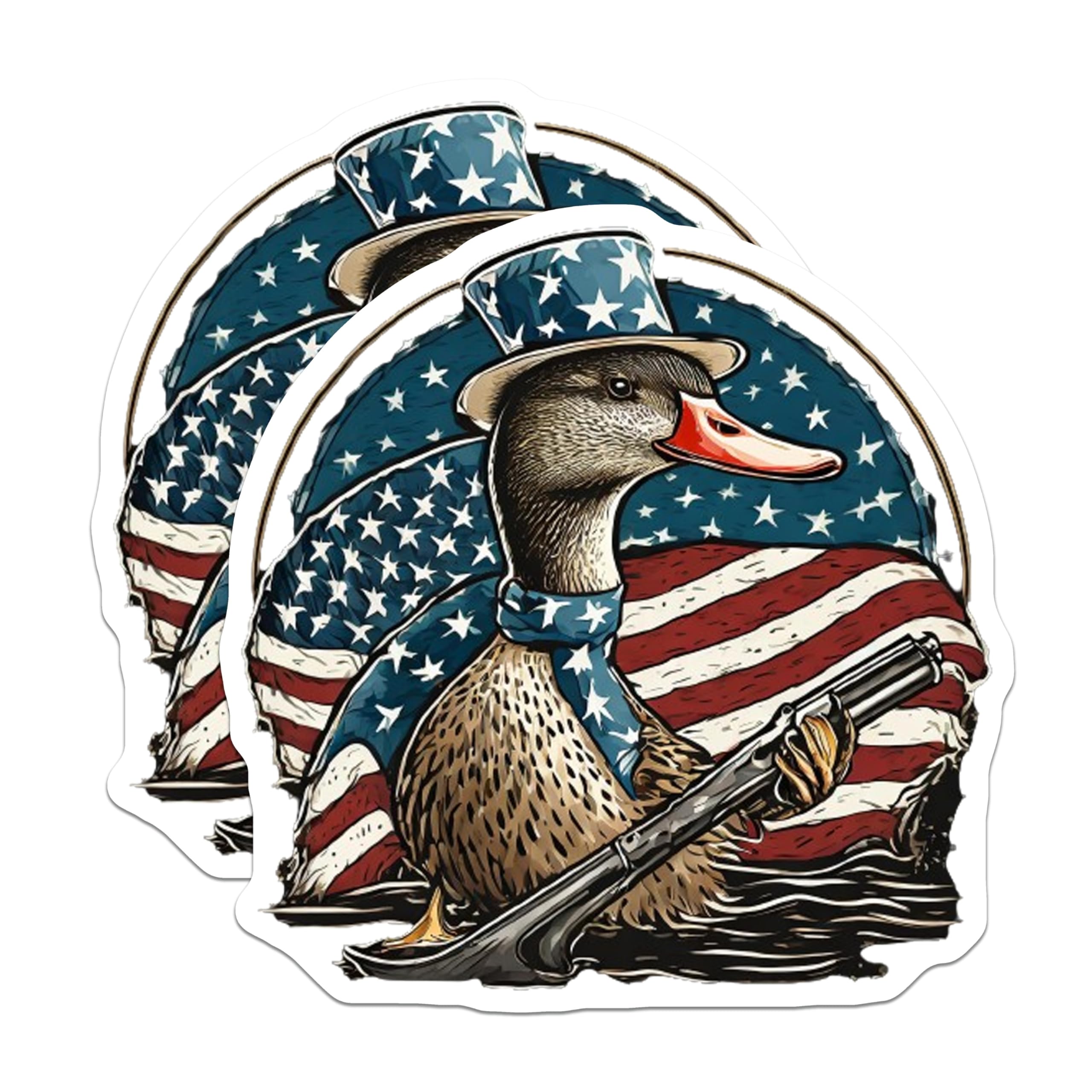 (2 Pack) Patriotic American Duck Hunting Magnets - Second Amendment USA Flag - Vehicle Refrigerator Locker Magnets - 5 Inches On Longest Side - Thick Durable Magnet - Made in USA - MAG21379