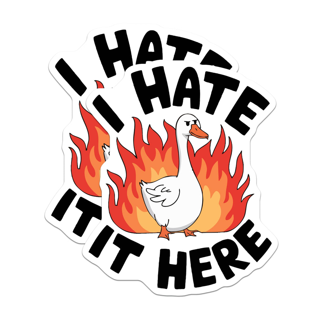 (2 Pack) I Hate It Here Goose Magnets - Funny Refrigerator Locker Decor - Sarcastic Internet Meme Animal Art - 5 Inches On Longest Side - Thick Durable Magnet - Made in USA - MAG20942