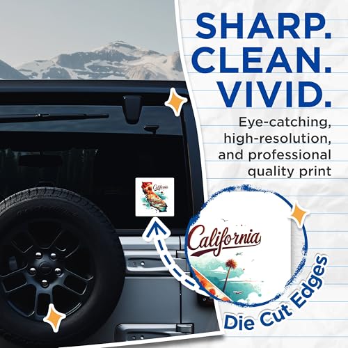 (2 Pack) California State Stickers - Travel Adventure Stickers - West Coast Californian Theme Decals - 5" On Longest Side - Sticks to Smooth Flat Surfaces - Made in USA - BMCS4798