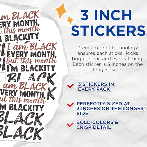 (3 Pack) Black History Decals - Laptop Stickers - Black Lives Matter Decal - 3 Inches On Longest Side - Easy Peel & Apply - Made in USA - 3MCS2877