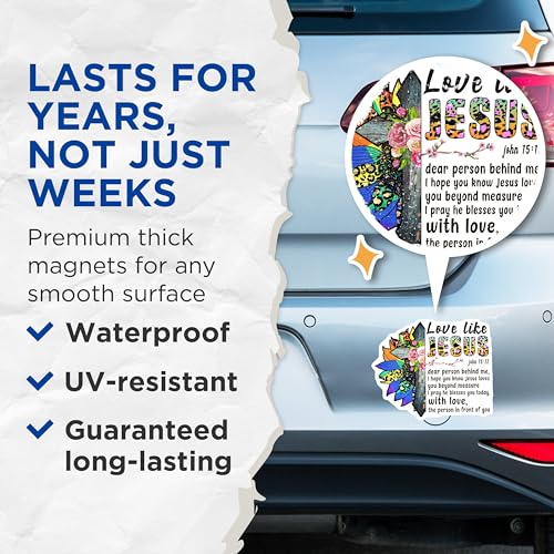 (2 Pack) Love Like Jesus Magnets - Inspirational Quote - Religious Home Decor - 5" On Longest Side - for Cars, Fridges, Toolboxes - Made in USA - MAG5644