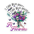 (2 Pack) I Can Buy Myself Flowers Magnets - Skull Bouquet Decal - Skeleton Hand Floral Decor - 5" On Longest Side - for Cars, Fridges, Toolboxes - Made in USA - MAG7387