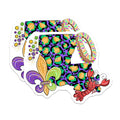 (2 Pack) Mardi Gras Louisiana Stickers - Leopard Print Louisiana Travel - New Orleans Festival Celebration - 5" On Longest Side - Sticks to Smooth Flat Surfaces - Made in USA - BMCS4128