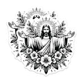 (2 Pack) Sacred Jesus Stickers - Inspirational Faith - Religious Symbol - 5" On Longest Side - Sticks to Smooth Flat Surfaces - Made in USA - BMCS7318
