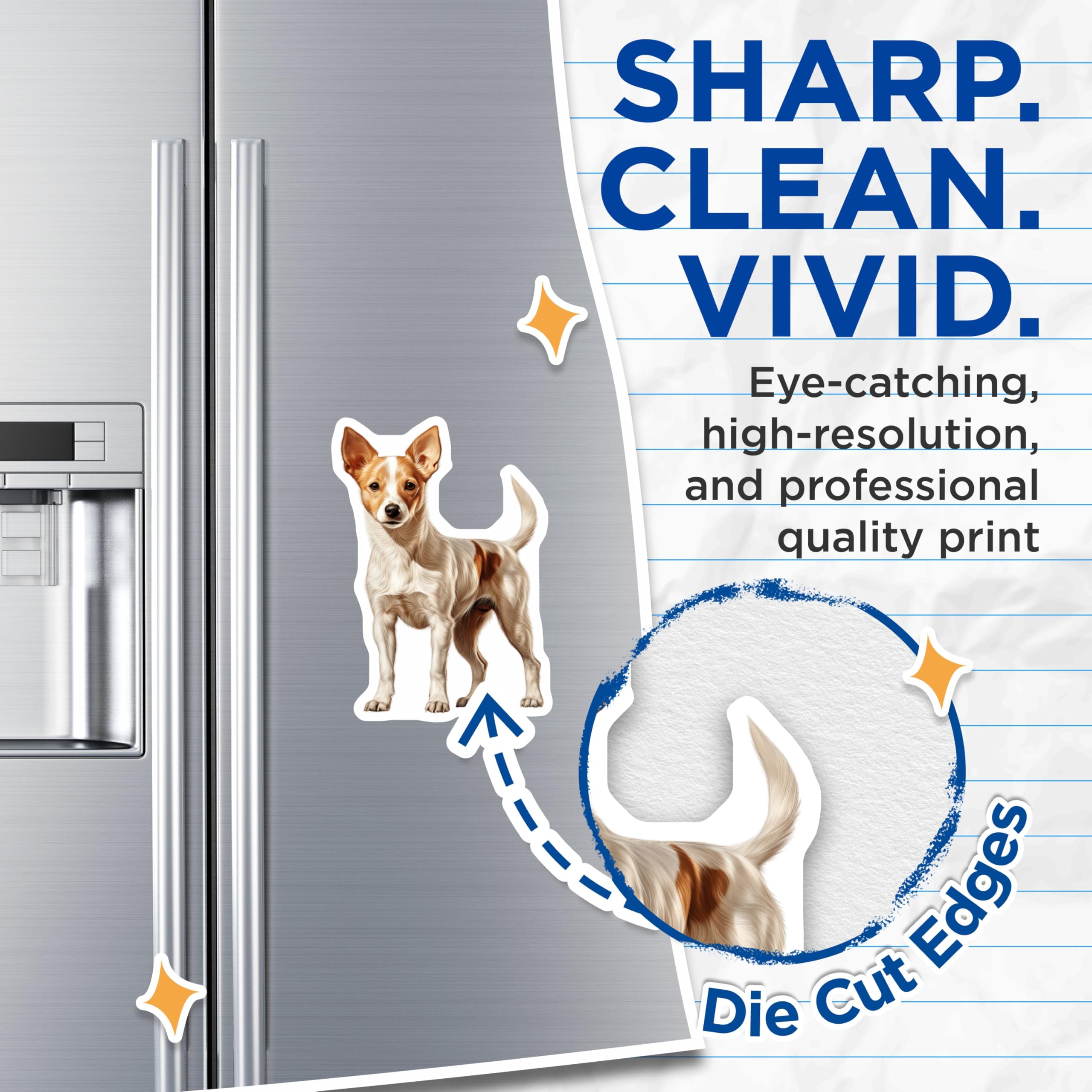 (2 Pack) Jack Russell Terrier Magnets - Cute Dog Lover Fridge Decor - Pet Owner Kitchen Accessory - 5 Inches On Longest Side - Thick Durable Magnet - Made in USA - MAG28375