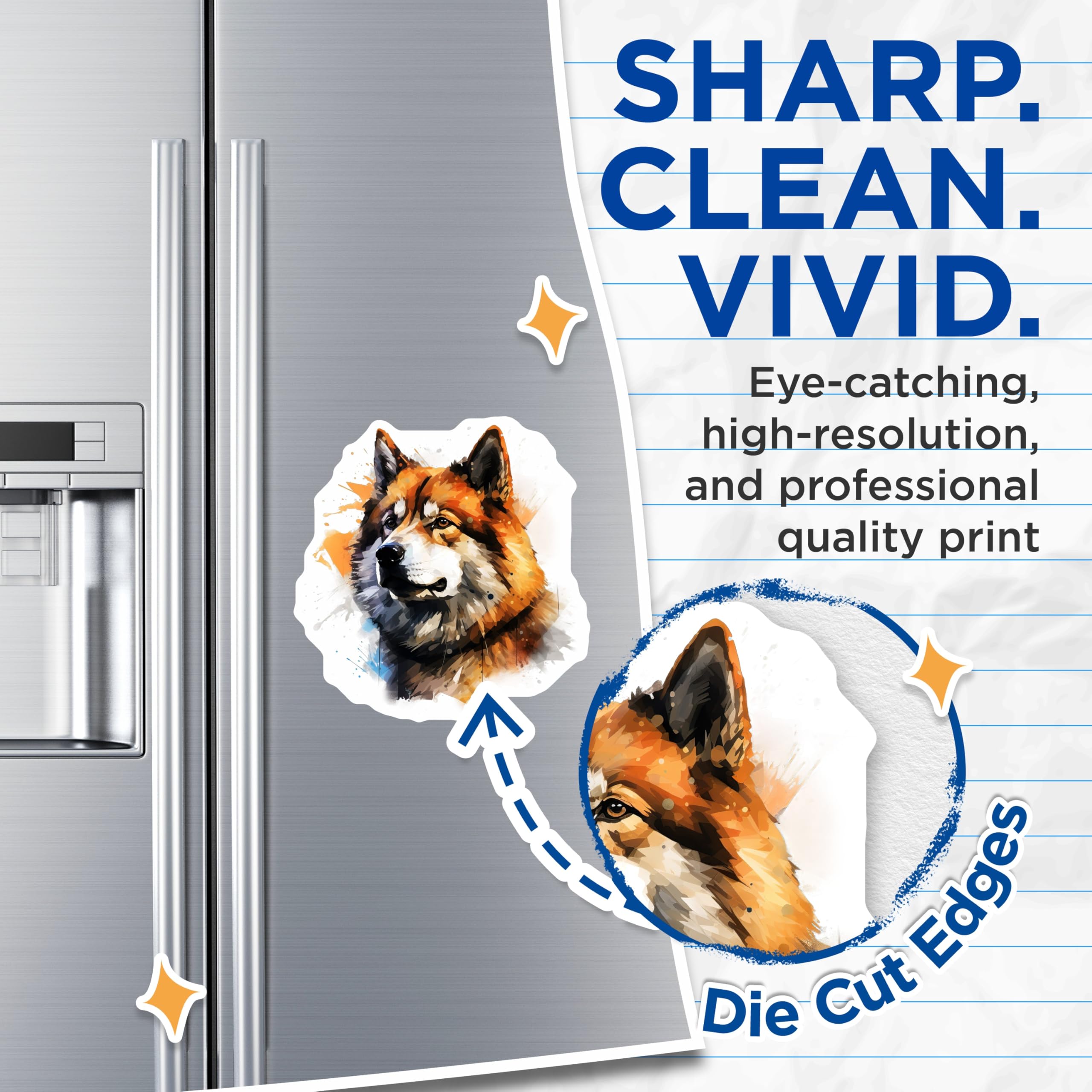 (2 Pack) Artistic Akita Inu Dog Magnets - Watercolor Canine Pet Art - Dog Lover Fridge Locker Office Kitchen Decor - 5 Inches On Longest Side - Thick Durable Magnet - Made in USA - MAG23728