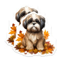 (2 Pack) Shih Tzu Puppy Magnets - Autumn Dog Decor - Fall Pet Lover Present - Cute Animal Refrigerator Magnet - 5 Inches On Longest Side - Thick Durable Magnet - Made in USA - MAG27523