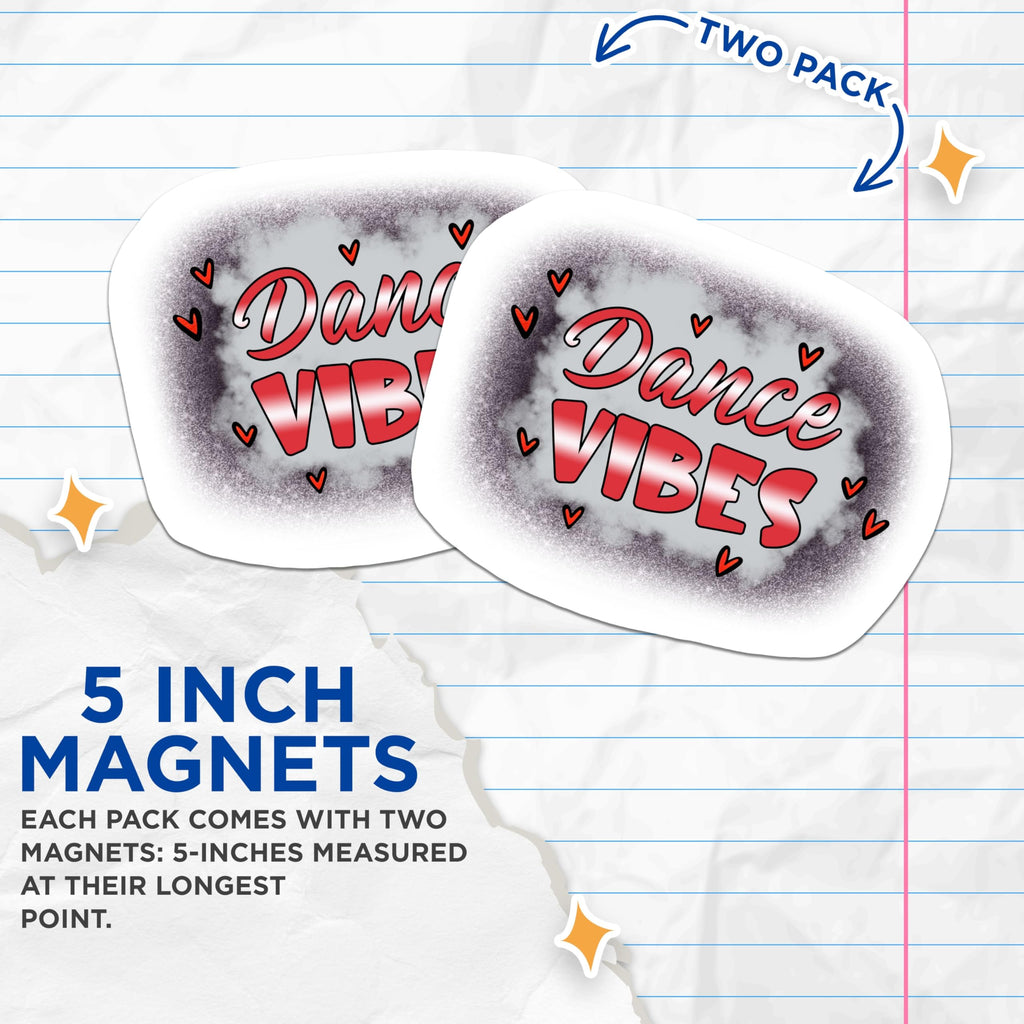 (2 Pack) Dance Vibes Magnets - Red Heart - Fridge Decals - 5" On Longest Side - Premium Magnet - for Cars, Refrigerators, Toolboxes, Lockers - Made in USA - MAG16384