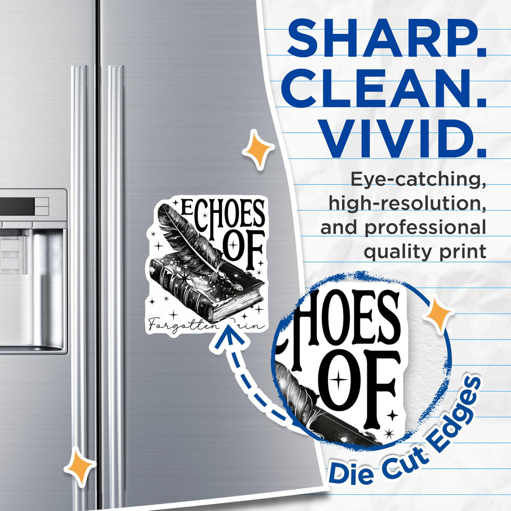 (2 Pack) Echoes of Forgotten Pain Magnets - Book and Quill Art Magnets - Literary Decor Magnets for Writers - 5" On Longest Side - for Cars, Refrigerators, Toolboxes, Lockers - Made in USA BMCS3447