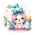 (2 Pack) Cute Kawaii Baby Magnets - Nursery Refrigerator Decor - Expecting Parent Announcement - New Mom Dad Item - 5 Inches On Longest Side - Thick Durable Magnet - Made in USA - MAG39450