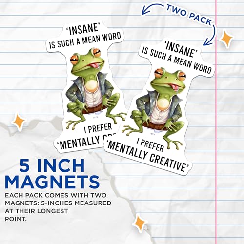 (2 Pack) Funny Frog Magnets - 5" On Longest Side - for Cars, Fridges, Toolboxes - Made in USA - MAG7734