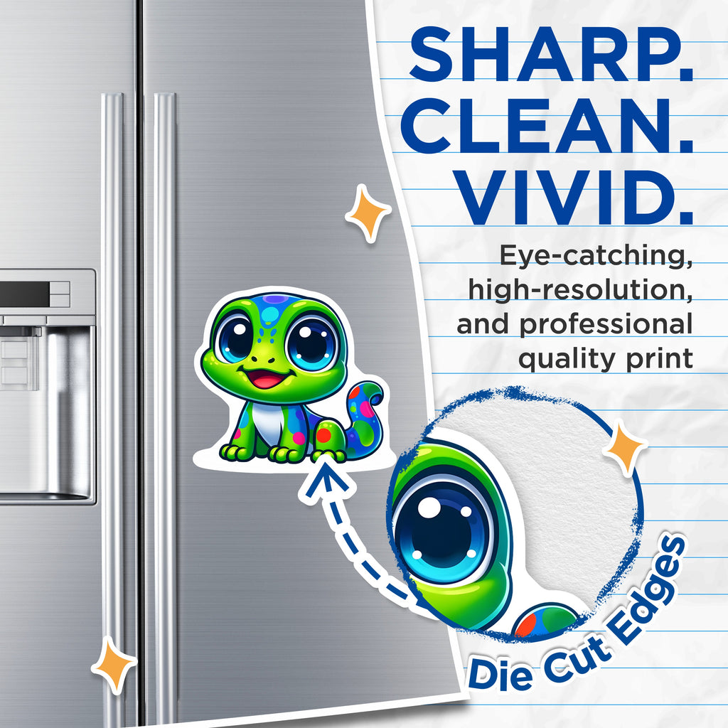 (2 Pack) Kawaii Gecko Magnets - Cute Spotted Lizard - Vibrant Reptile Decor - Happy Animal Fridge Locker Magnet - 5 Inches On Longest Side - Thick Durable Magnet - Made in USA - MAG38225