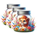 (3 Pack) Lion in Jar Decals - Cute Animal Stickers - Floral Laptop Decals - 3 Inches On Longest Side - Easy Peel & Apply - Made in USA - 3MCS8144
