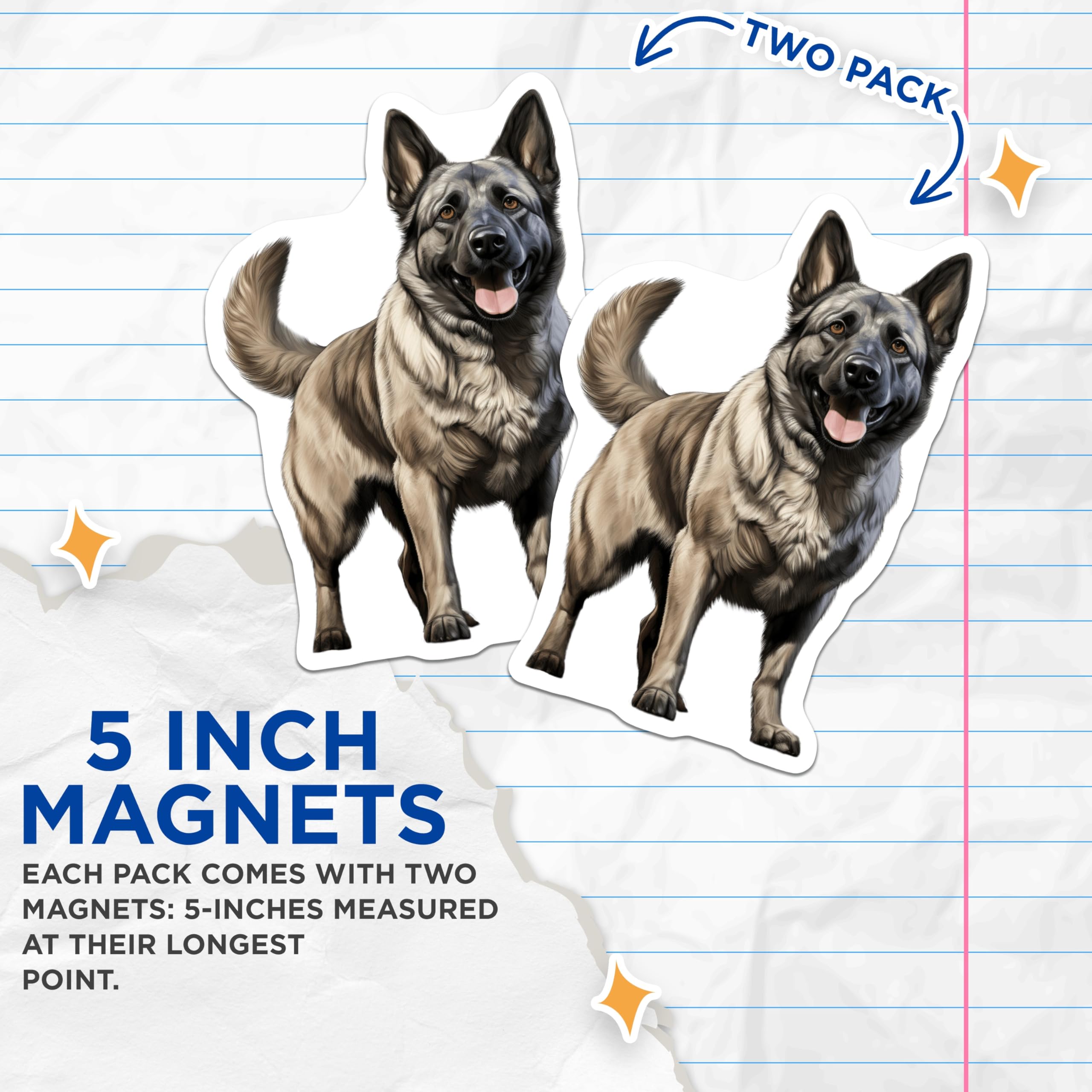 (2 Pack) German Shepherd Magnets - Dog Breed Decor - Canine Lover Accessory - Pet Owner Fridge Magnet - 5 Inches On Longest Side - Thick Durable Magnet - Made in USA - MAG26818