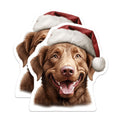 (2 Pack) Christmas Dog Magnets - Happy Retriever Fridge Decor - Santa Hat Pet Lover Magnet - 5 Inches On Longest Side - Thick Durable Magnet - Made in USA - MAG27218