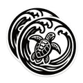 (2 Pack) Sea Turtle Ocean Waves Magnets - Tribal Polynesian Art - Marine Life Coastal Decor - 5 Inches On Longest Side - Thick Durable Magnet - Made in USA - MAG38488