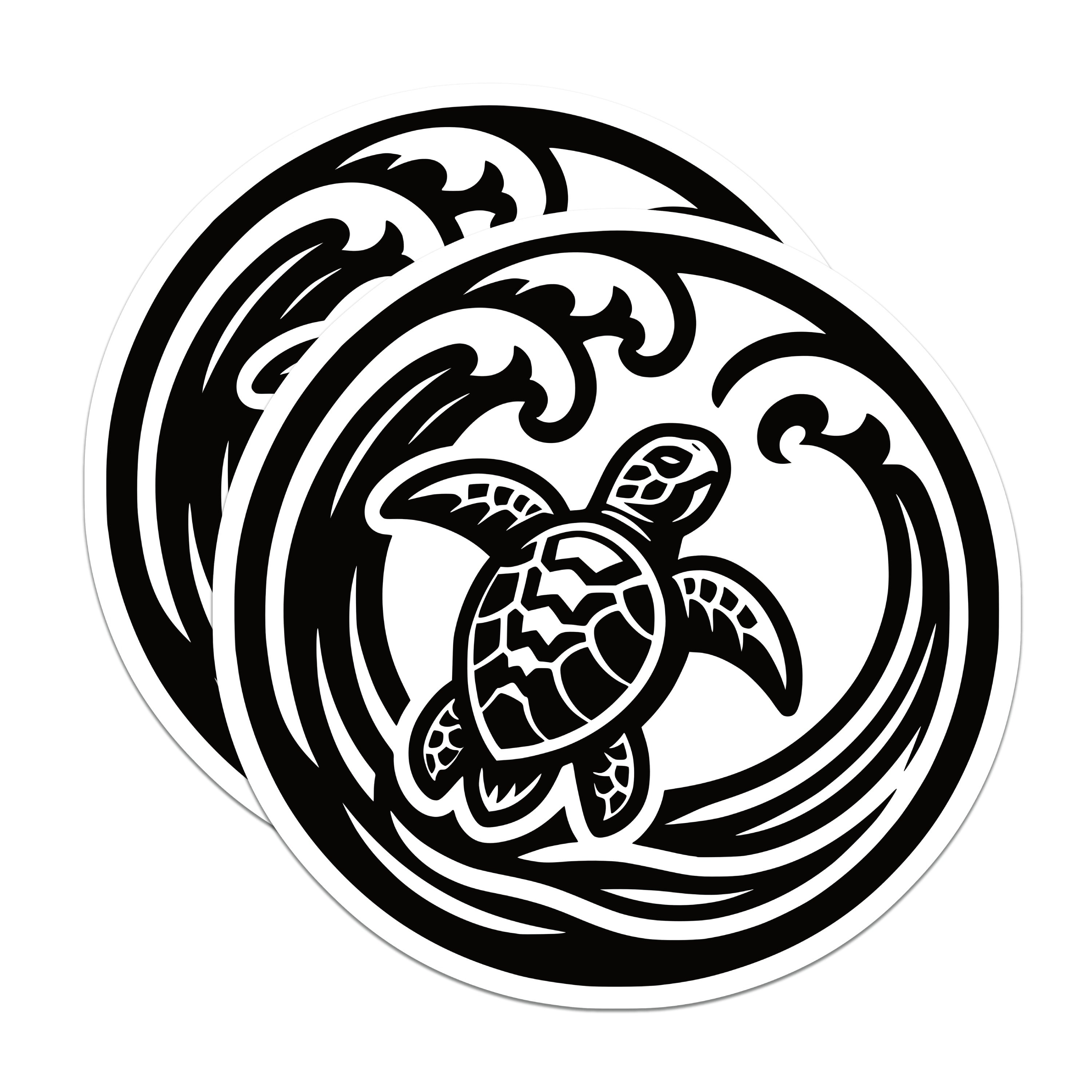 (2 Pack) Sea Turtle Ocean Waves Magnets - Tribal Polynesian Art - Marine Life Coastal Decor - 5 Inches On Longest Side - Thick Durable Magnet - Made in USA - MAG38488