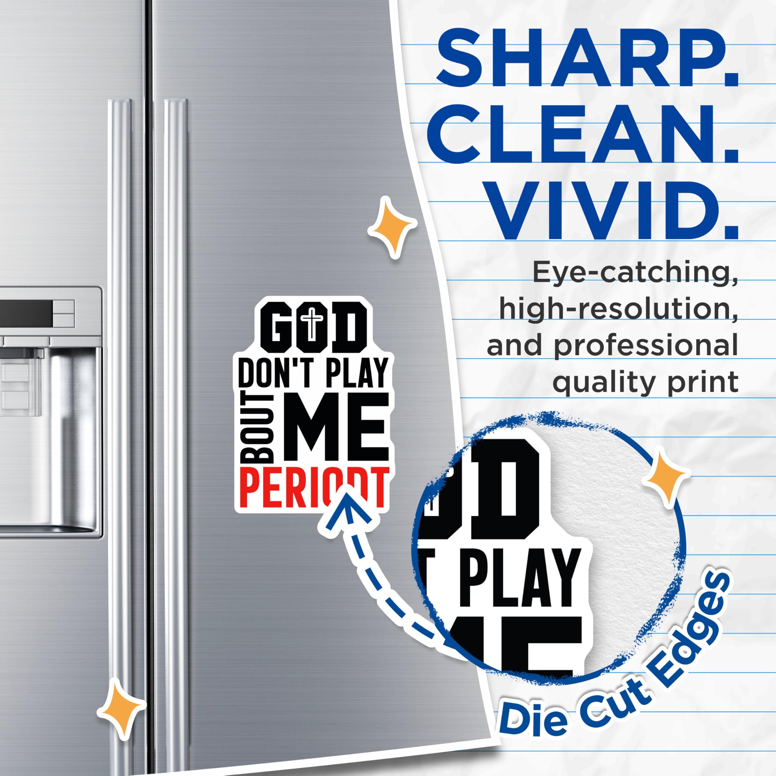 (2 Pack) God Dont Play About Me Magnets - Christian Saying - Religious Home Decor - 5" On Longest Side - Premium Magnet - for Cars, Refrigerators, Toolboxes, Lockers - Made in USA - MAG17030