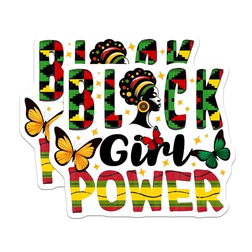 (2 Pack) Black Girl Power Magnets - African American Art - Motivational Decor - Empowerment Artwork for Women - 5" On Longest Side - for Cars, Fridges, Toolboxes - Made in USA - MAG7361