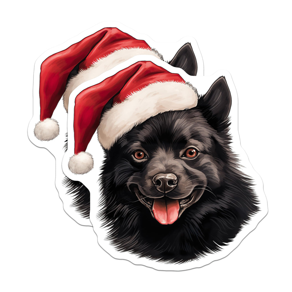 (2 Pack) Black Dog Christmas Magnets - Santa Hat Dog - Pet Owner Decor - 5 Inches On Longest Side - Thick Durable Magnet - Made in USA - MAG28605