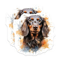 (2 Pack) Long Haired Dachshund Magnets - Watercolor Dog Art - Pet Owner Present Idea - 5 Inches On Longest Side - Thick Durable Magnet - Made in USA - MAG25661