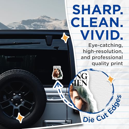 (2 Pack) Strong Women Stickers - 5" On Longest Side - Sticks to Smooth Flat Surfaces - Made in USA - BMCS9246 - BMCS9246