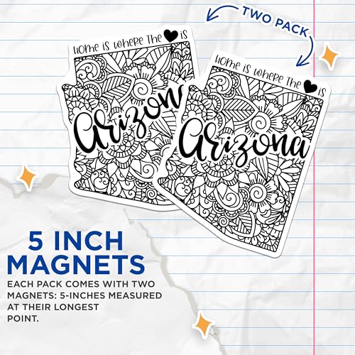 (2 Pack) Arizona State Magnets Magnets - Home is Where - State Pride Decor - 5" On Longest Side - Made in USA - Sticks to Refrigerators & Metal Surfaces - MAG9090