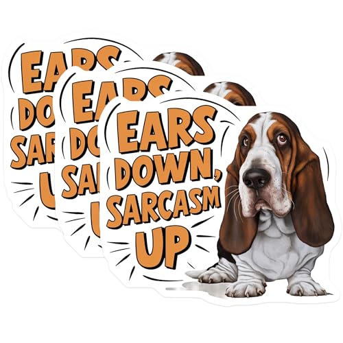 (3 Pack) Basset Hound Decals - Funny Dog - Sarcastic Quote Laptop Decal - 3 Inches On Longest Side - Easy Peel & Apply - Made in USA - 3MCS7279
