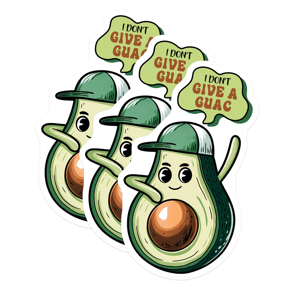 (3 Pack) Funny Avocado Decals - Laptop Decals - I Dont Give A Guac - Food Pun Stickers - 3 Inches On Longest Side - Easy Peel & Apply - Made in USA - 3MCS7151
