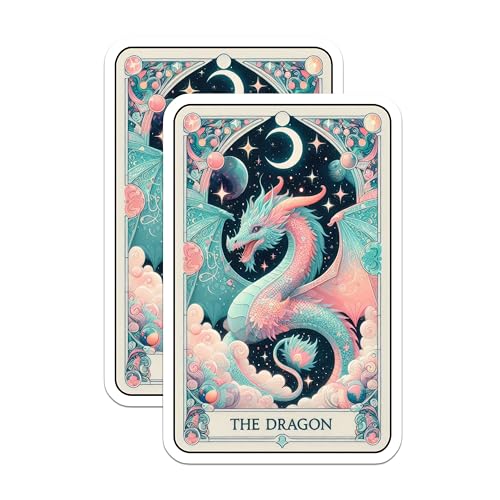 (2 Pack) Dragon Fantasy Stickers - Mythical Creature Stickers - Artistic Dragon Designs - 5" On Longest Side - Sticks to Smooth Flat Surfaces - Made in USA - BMCS5392