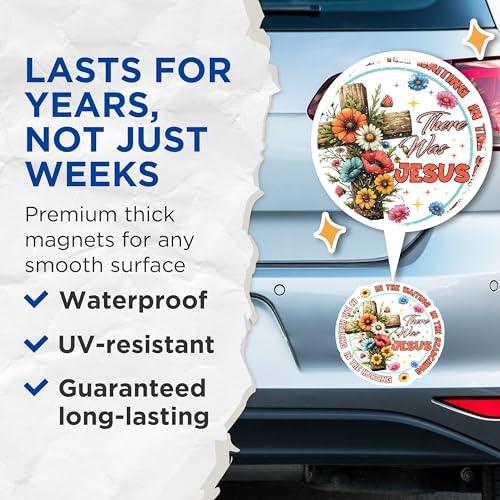 (2 Pack) There was Jesus Magnets - Religious - Christian Faith Magnets - 5" On Longest Side - for Cars, Fridges, Toolboxes - Made in USA - MAG3742