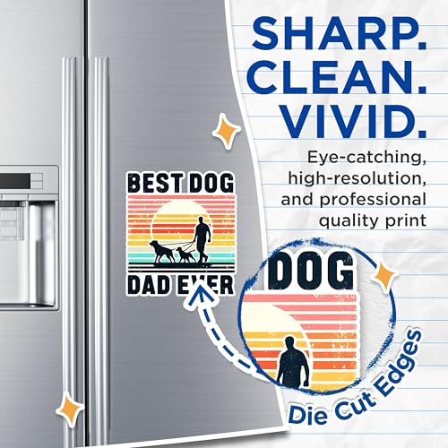 (2 Pack) Best Dog Dad Ever Magnets - Dog Lover Magnets - Dog Walking Magnets- 5" On Longest Side - for Fridges, Toolboxes, Cars - Made in USA - MAG2702