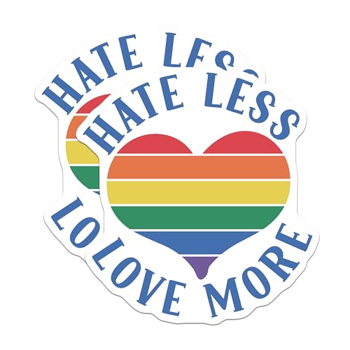 (2 Pack) Hate Less Love More Magnets - Inspirational Magnets - Colorful Heart Magnets - Positive Quote Magnets - 5" On Longest Side - for Cars, Fridges, Toolboxes - Made in USA - MAG4083