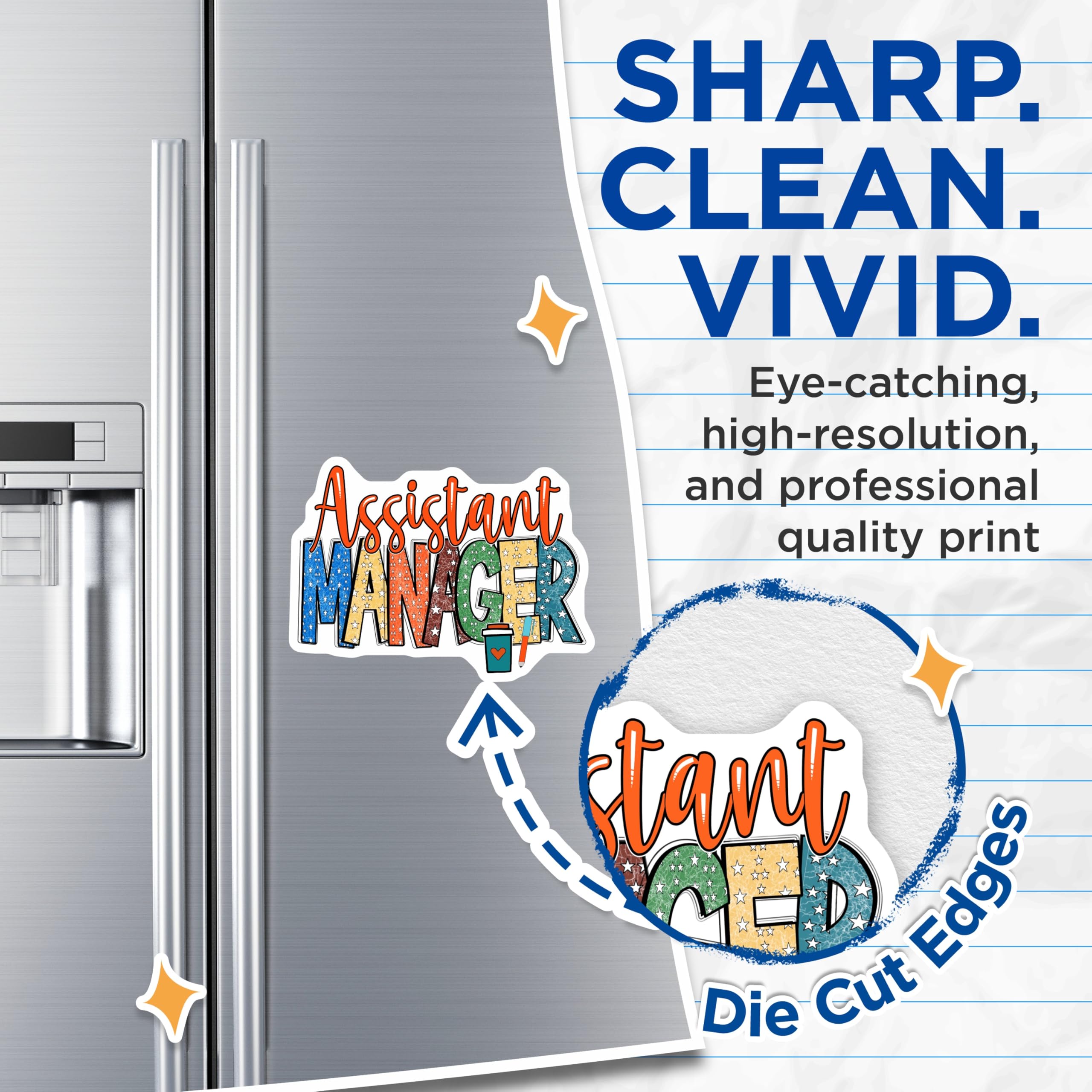 (2 Pack) Assistant Manager Magnets - Job Title Decor - Office Staff Appreciation - 5" On Longest Side - Premium Magnet - for Cars, Refrigerators, Toolboxes, Lockers - Made in USA - MAG17668