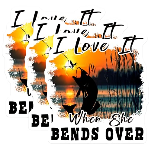 (3 Pack) Fishing Decals - Fishing Humor - Fishing Rod Decals - 3 Inches On Longest Side - Easy Peel & Apply - Made in USA - 3MCS4399