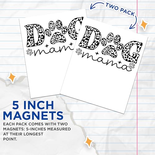 (2 Pack) Dog Mama Magnets - Animal Print Magnets - Paw Print Magnets for Dog Lovers - 5" On Longest Side - for Cars, Refrigerators, Toolboxes, Lockers - Made in USA BMCS3442