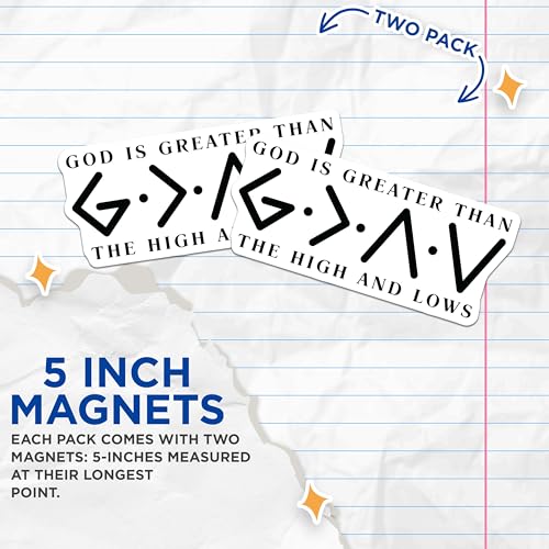 (2 Pack) God is Greater Than The Highs and Lows Magnets - Inspirational - Daily Reminder - 5" On Longest Side - for Cars, Fridges, Toolboxes - Made in USA - MAG6968