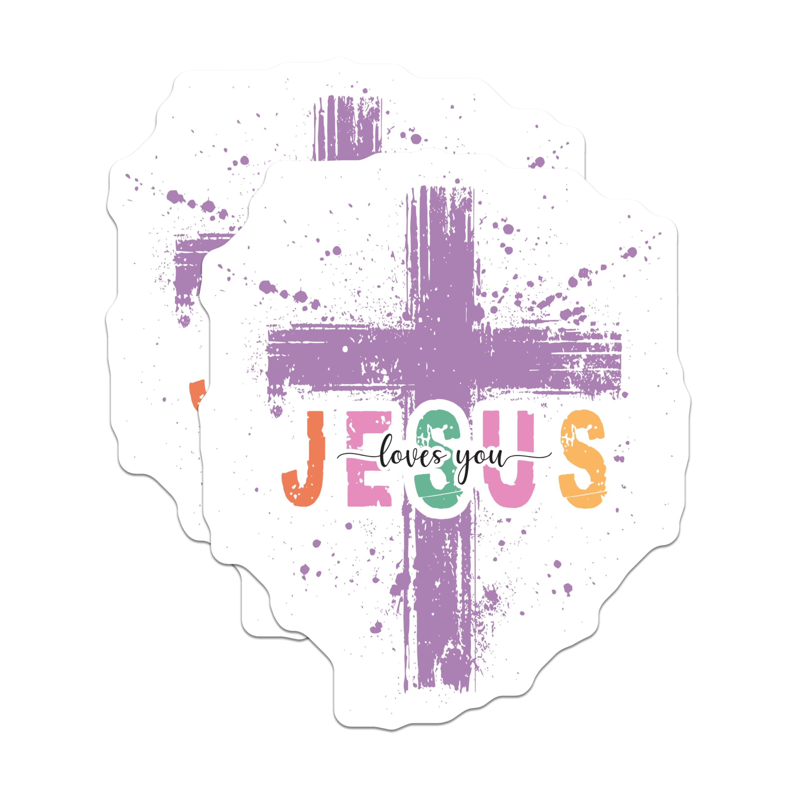 (2 Pack) Jesus Loves You Magnets - Christian Fridge Decor - Inspirational Faith Refrigerator Magnets - 5 Inches On Longest Side - Thick Durable Magnet - Made in USA - MAG29289