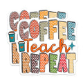 (2 Pack) Coffee Teach Repeat Magnets - Teacher Life - Teacher Appreciation - 5" On Longest Side - Premium Magnet - for Cars, Refrigerators, Toolboxes, Lockers - Made in USA - MAG18917